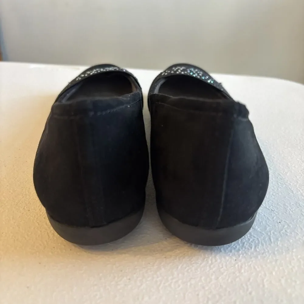 Trotters Samantha T1812-101 Slip On Flats Loafers Women Shoes 7.0 M, Black Suede